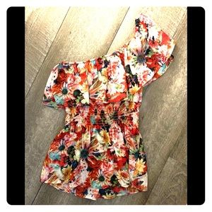 Flowered One Shoulder Tank